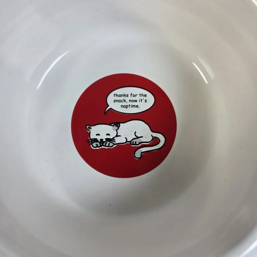 Signature Housewares Talking Cat By Riviera Van Beers Pet Bowl Stoneware 6x3